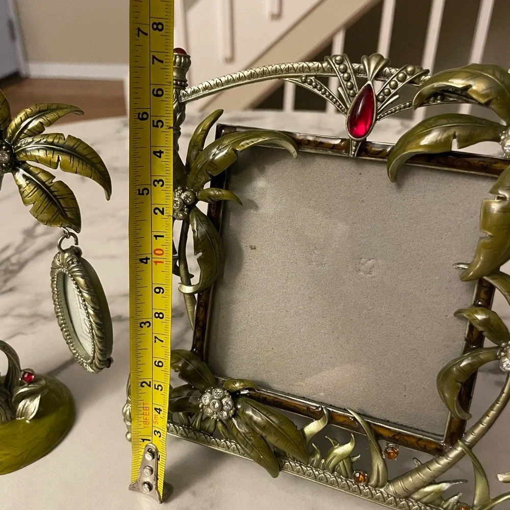 VTG Decorative Palm Tree Photo Frame Set - Green and Gold